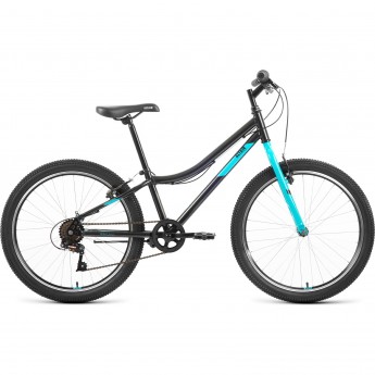 Велосипед ALTAIR MTB HT 24 1.0 24", рама 12", черный/голубой, 2021 Велосипед ALTAIR MTB HT 24 1.0 24", рама 12", черный/голубой, 2021