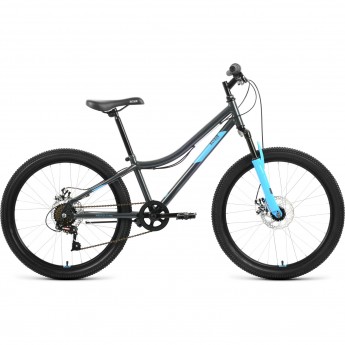 Велосипед ALTAIR MTB HT 24 2.0 D 24", рама 12", темно-серый/голубой, 2022 Велосипед ALTAIR MTB HT 24 2.0 D 24", рама 12", темно-серый/голубой, 2022